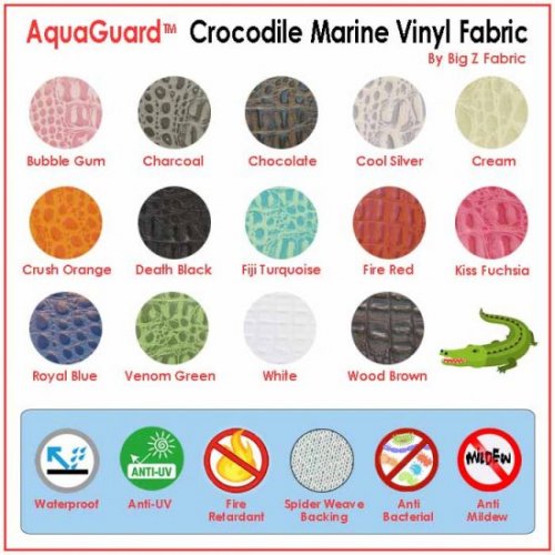 Crocodile Marine Vinyl Fabric - Auto/Boat - Upholstery Fabric / Teal / By The Roll - 30 Yards