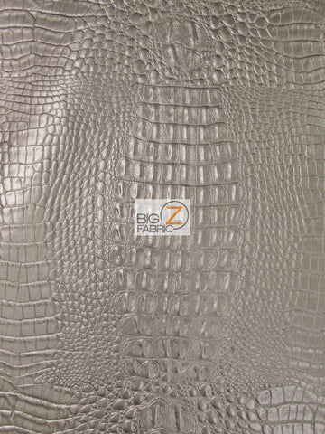 Alligator Embossed Vinyl Faux Leather Pleather Fabric / Charcoal / By The Roll - 30 Yards - 0