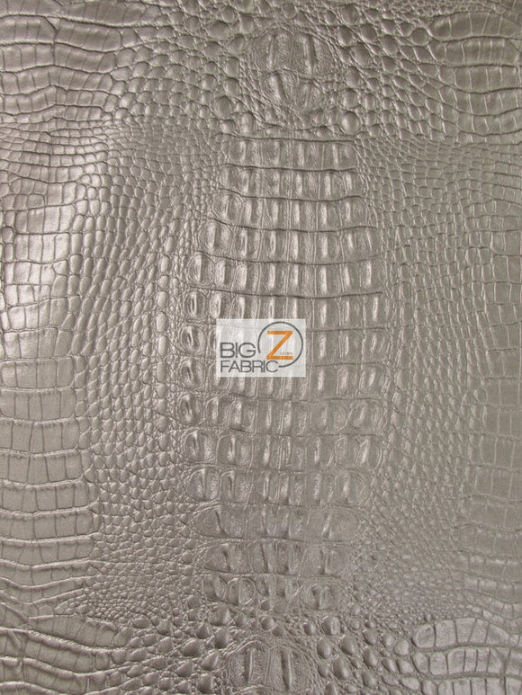 Alligator Embossed Vinyl Faux Leather Pleather Fabric / Charcoal / By The Roll - 30 Yards