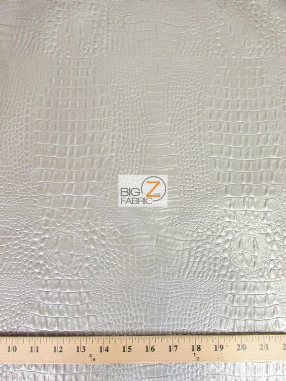 Alligator Embossed Vinyl Faux Leather Pleather Fabric / Charcoal / By The Roll - 30 Yards