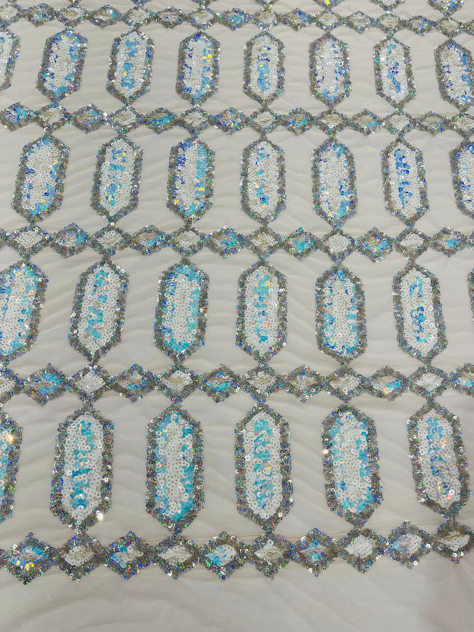 Jewel Iridescent Sequin Stretch Mesh Fabric / Sold by the Yard
