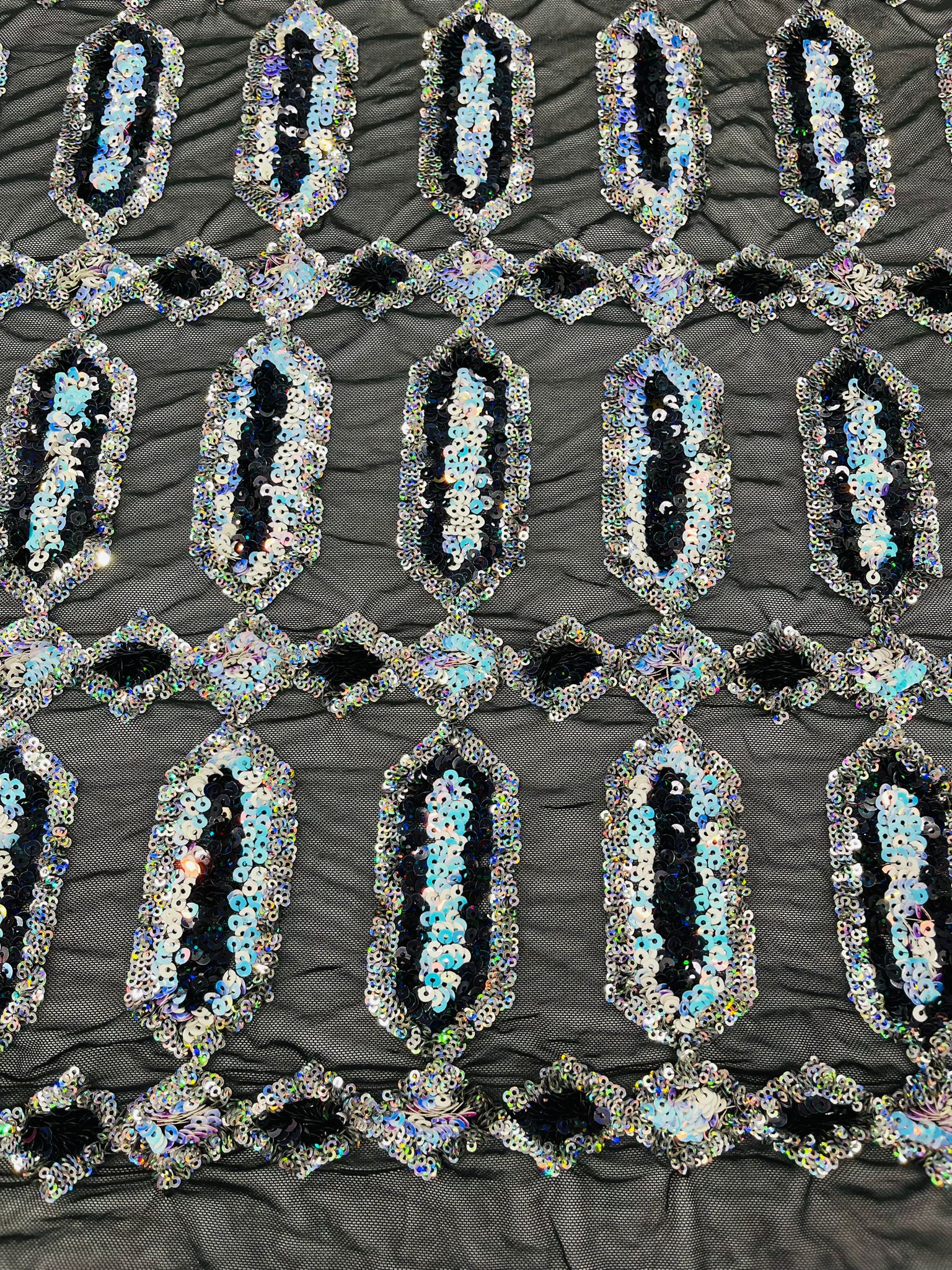 Jewel Iridescent Sequin Stretch Mesh Fabric / Sold by the Yard