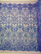 King Damask Sequin on Stretch Mesh Fabric / Sold by the Yard