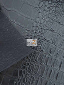Big Nile Crocodile Faux Fake Leather Vinyl Fabric / Death Black / By The Roll - 30 Yards-4
