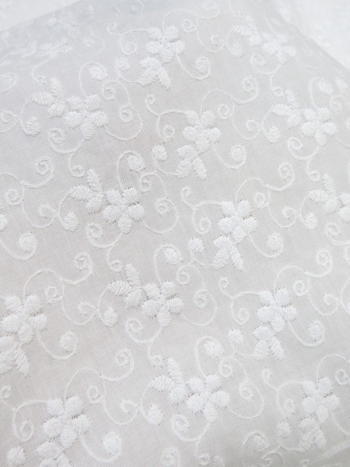 Daisy Flower Lace Fabric - White