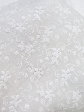 Daisy Flower Lace Fabric - White