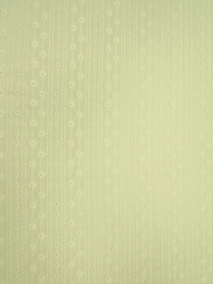 Eyelit Floral Stripe Embroidery Lace - Ivory