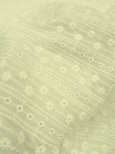 Eyelit Floral Stripe Embroidery Lace - Ivory