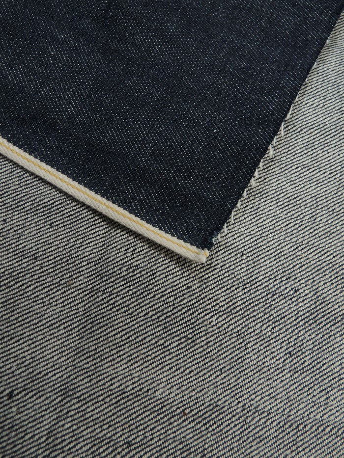 INDIGO USA SELVEDGE DENIM - YELLOW/WHITE TICKER 13OZ