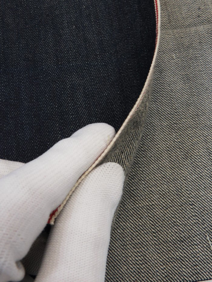 INDIGO USA SELVEDGE DENIM - RED SOLID/WHITE TICKER 12OZ