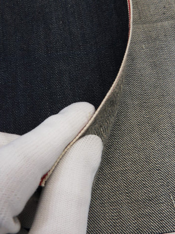 INDIGO USA SELVEDGE DENIM - RED SOLID/WHITE TICKER 12OZ - 0