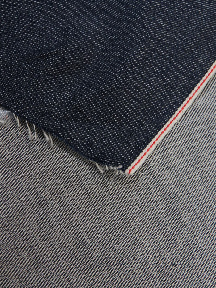 INDIGO JAPANESE SELVEDGE DENIM - RED/WHITE TICKER 9OZ - 0