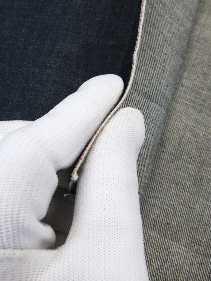 INDIGO USA SELVEDGE DENIM - RED/WHITE TICKER 13.5OZ