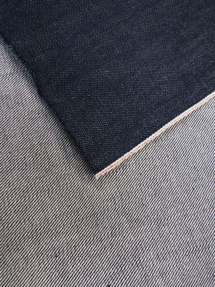 INDIGO USA SELVEDGE DENIM - RED/WHITE TICKER 13.5OZ