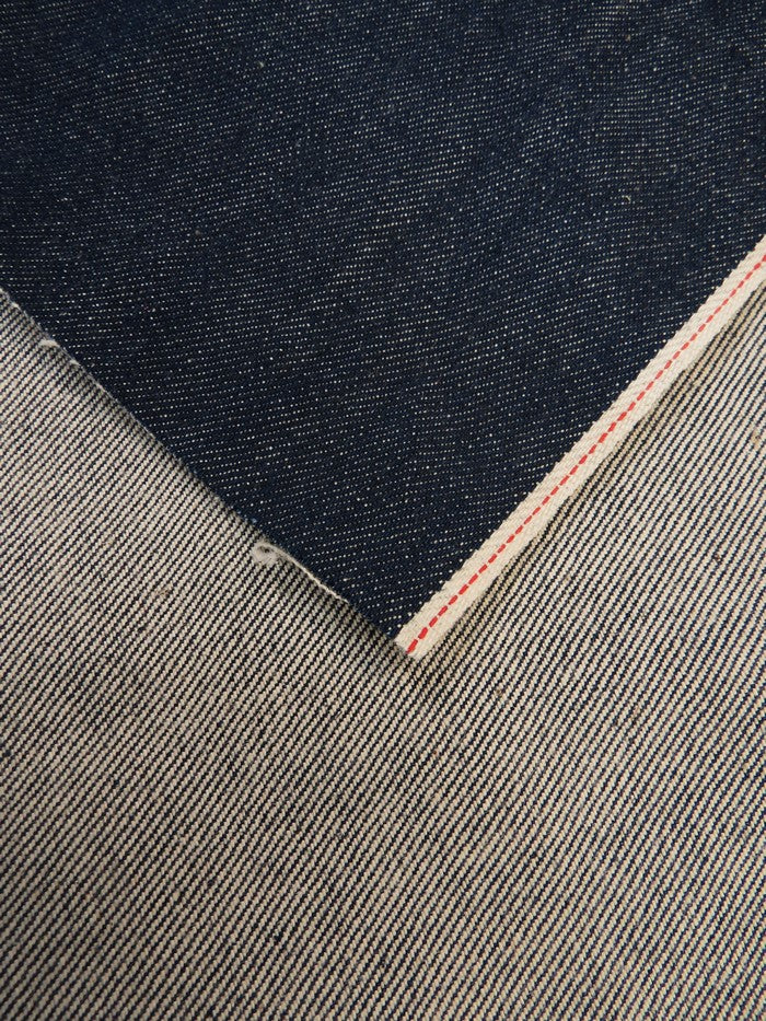 LIGHT INDIGO USA SELVEDGE DENIM -RED/WHITE WIDE TICKER 13OZ