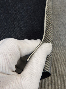 INDIGO USA SELVEDGE DENIM -WHITE TICKER 12OZ - 0