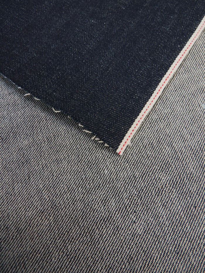 INDIGO JAPANESE SELVEDGE DENIM - RED/WHITE WIDE TICKER 11.5OZ