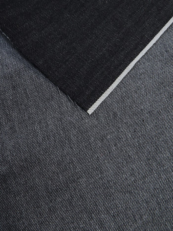 CHARCOAL/BLACK USA SELVEDGE DENIM - WHITE TICKER 12OZ