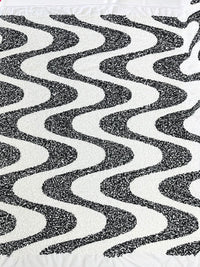 Wave Sequin Velvet Stretch Fabric / Sold by the Yard