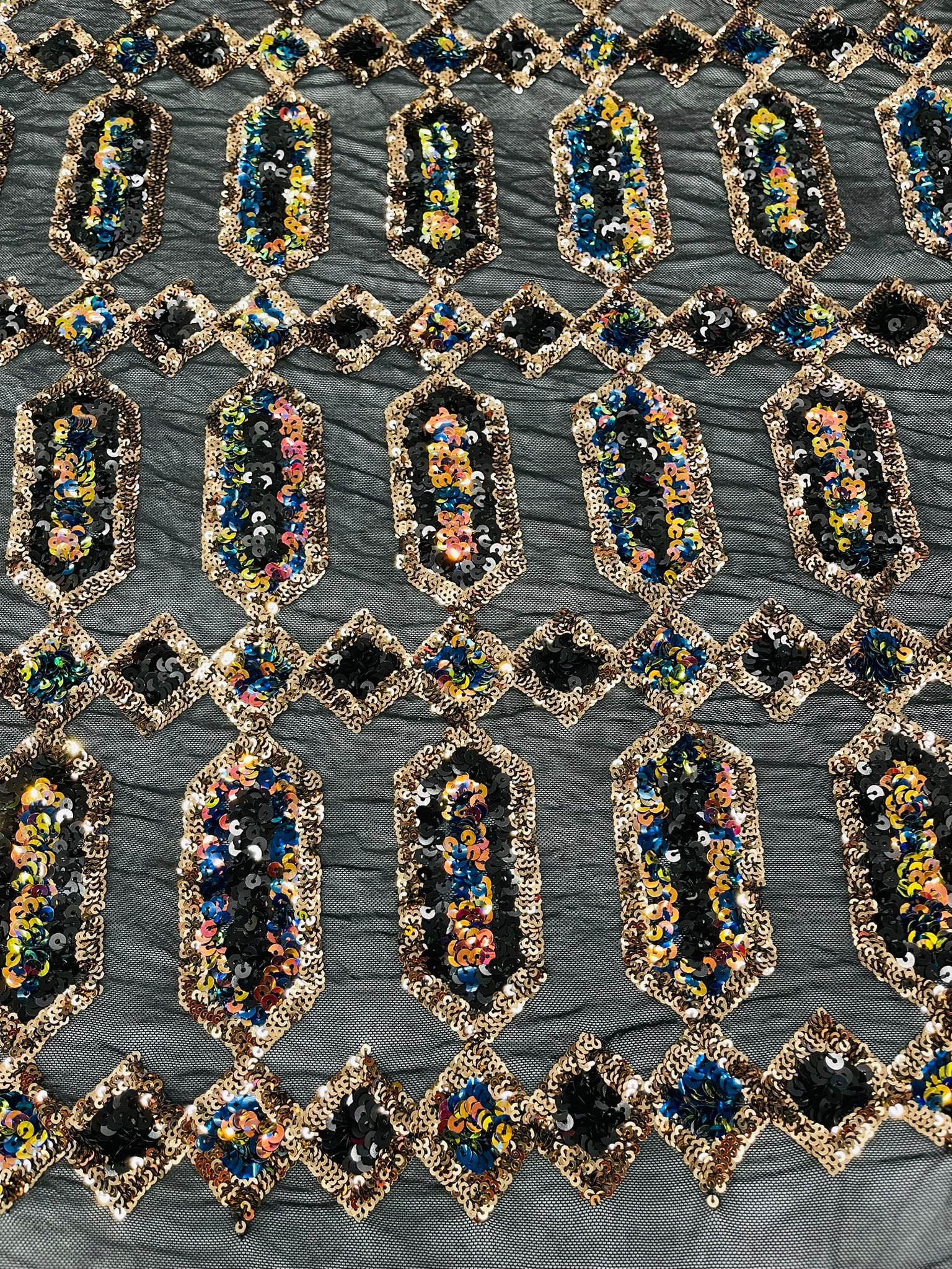 Jewel Iridescent Sequin Stretch Mesh Fabric / Sold by the Yard