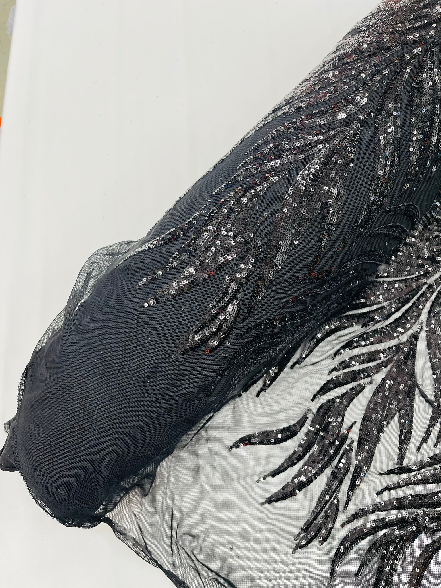 Phoenix Feather Sequin Stretch Mesh Fabric / Sold by the Yard