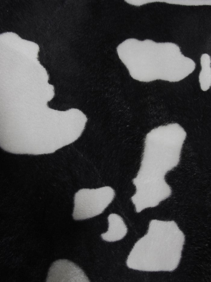 Black/White Velboa Cow Animal Short Pile Fabric / Sold By The Yard