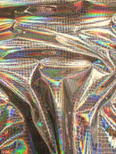 Crocodile Holographic Embossed PVC Vinyl Fabric / Steel / 15 Yard Roll-1