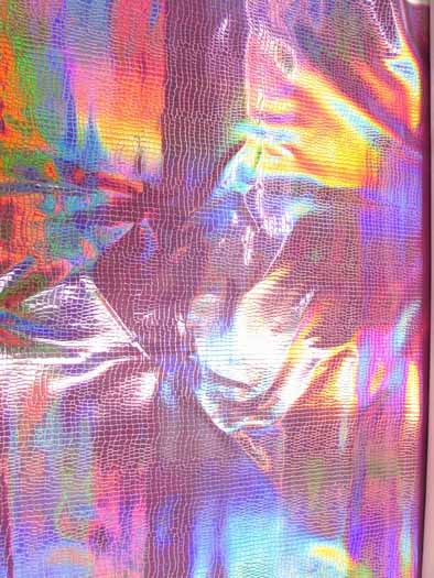 Crocodile Holographic Embossed PVC Vinyl Fabric / Pink / 15 yard Roll