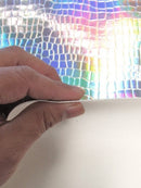 Crocodile Holographic Embossed PVC Vinyl Fabric / Pink / 15 yard Roll-6