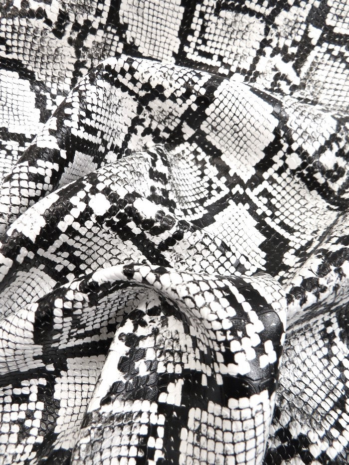 Arctic White-Black / Calico Python Snake Vinyl Fabric - 0