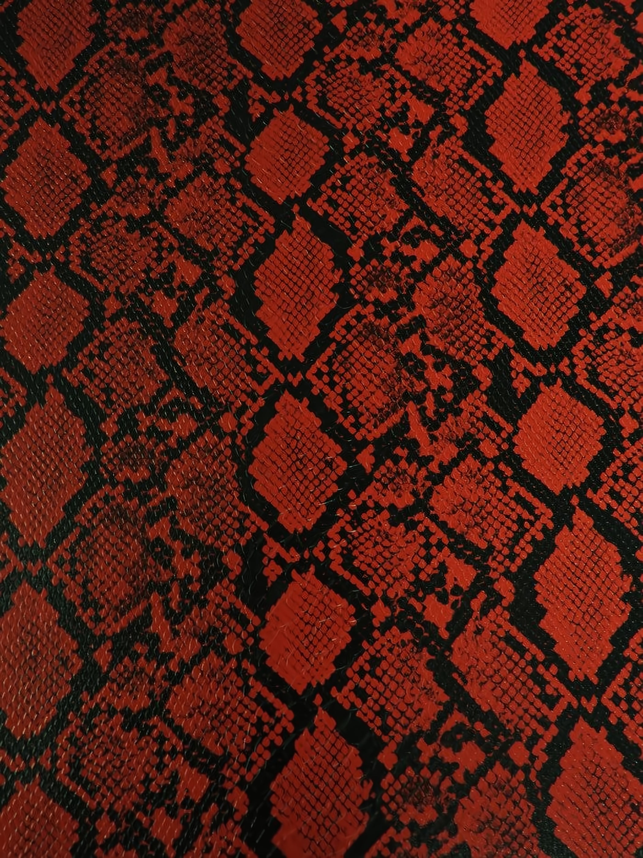 Blood Red / Calico Python Snake Vinyl Fabric | Big Z Fabric