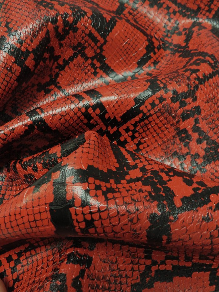 Blood Red / Calico Python Snake Vinyl Fabric | Big Z Fabric