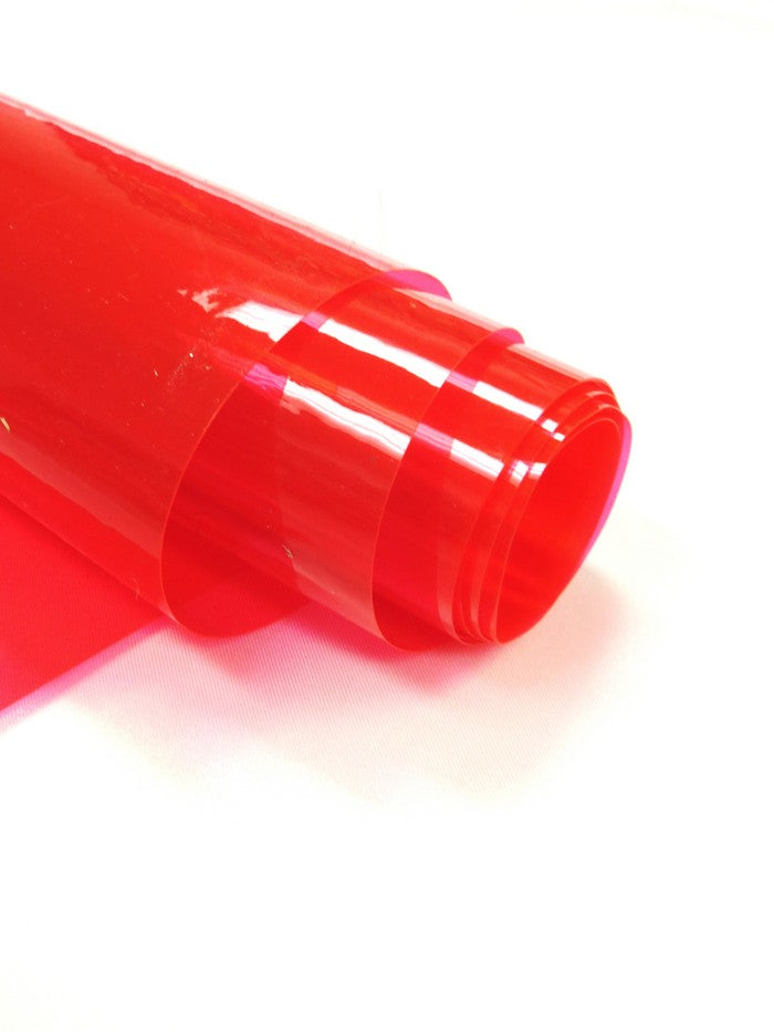 Crimson (12 Gauge) Tinted Plastic Vinyl Fabric / Sold By The Yard