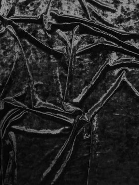 Crushed Stretch Velvet Costume Fabric / Black / Sold By The Yard