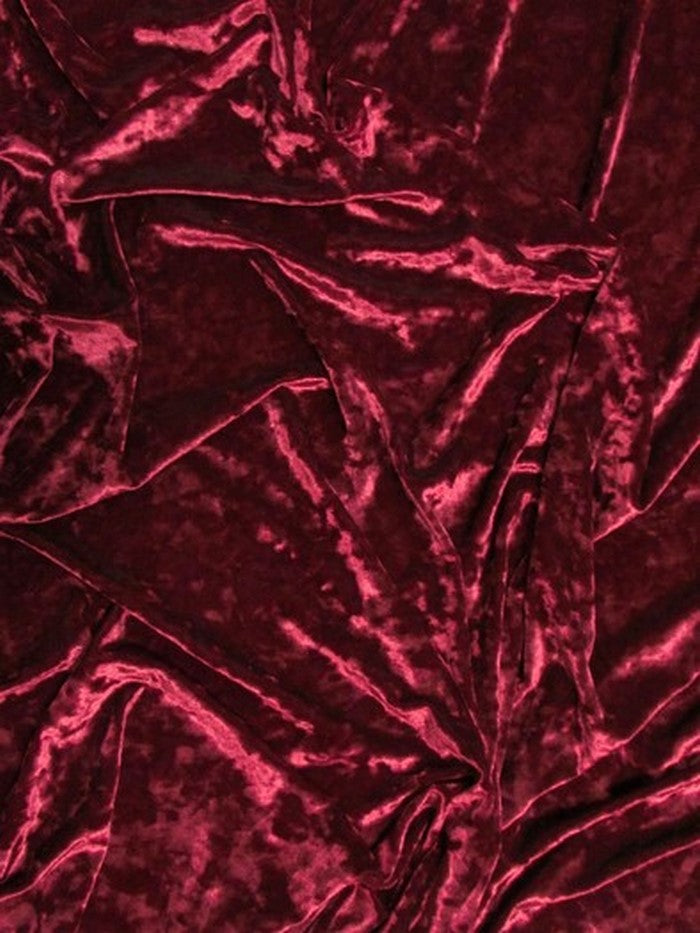 Crushed Stretch Velvet Costume Fabric / Burgundy / Sold By The Yard