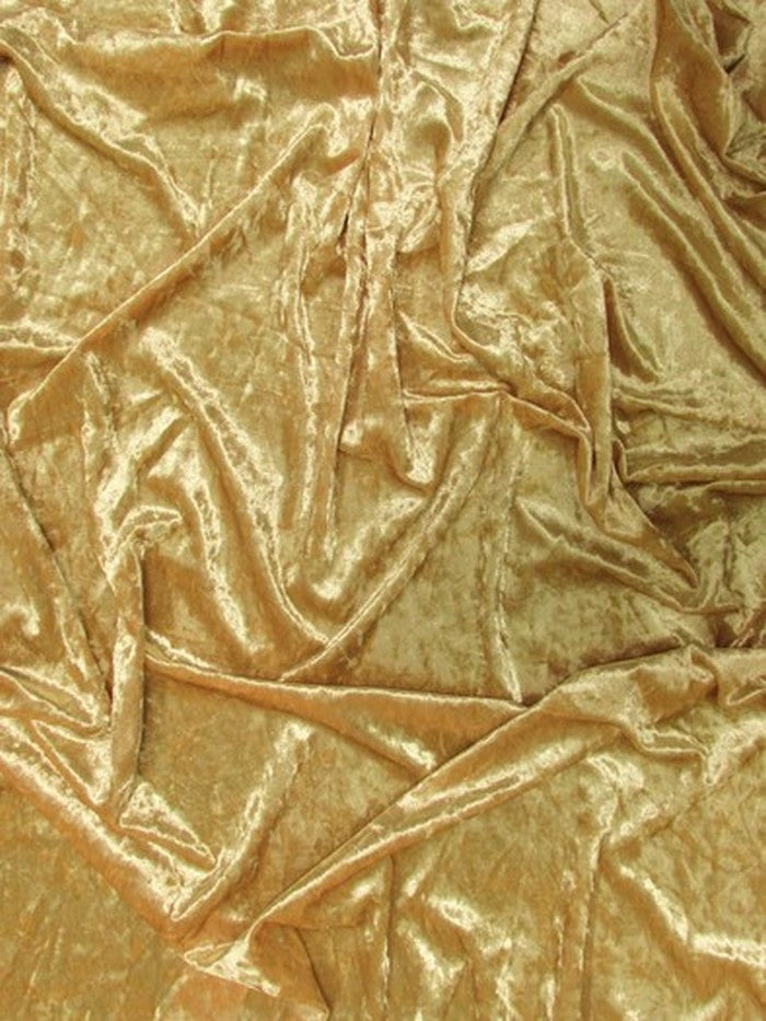 Crushed Stretch Velvet Costume Fabric / Light Gold / Sold By The Yard