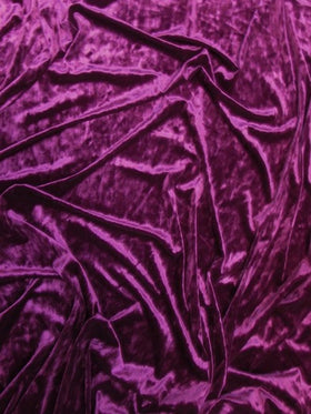 Crushed Stretch Velvet Costume Fabric / Magenta / Sold By The Yard