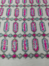 Jewel Iridescent Sequin Stretch Mesh Fabric / Sold by the Yard