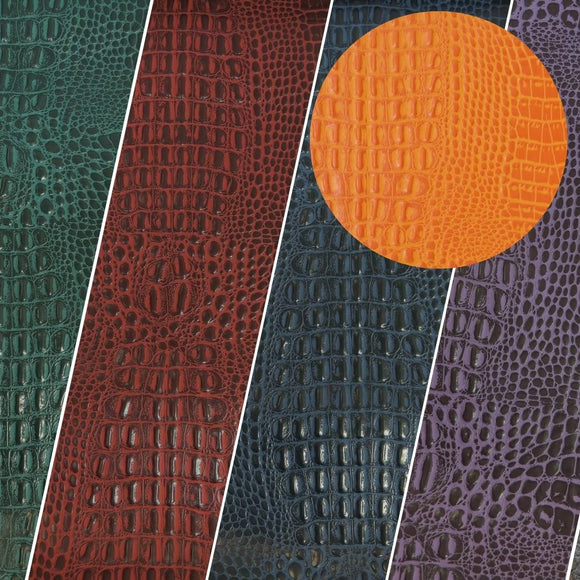 Crocodile Marine Vinyl Fabric - Auto/Boat - Upholstery Fabric / Cool Silver / By The Roll - 30 Yards