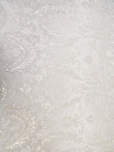 Luxury Damask Sequins Mesh Fabric - White