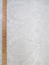 Luxury Damask Sequins Mesh Fabric - White