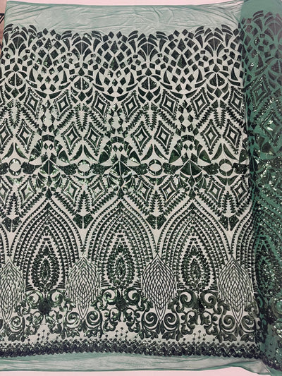 Geometric Diamond Sequin  Stretch Mesh Fabric / Sold by the Yard