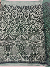Geometric Diamond Sequin  Stretch Mesh Fabric / Sold by the Yard