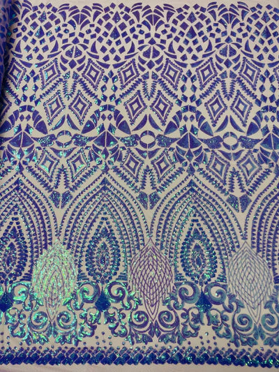 Geometric Diamond Sequin  Stretch Mesh Fabric / Sold by the Yard