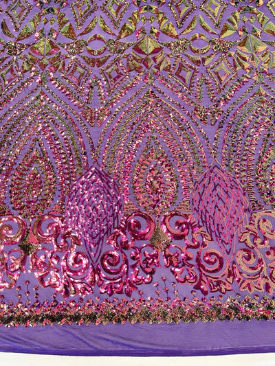 Geometric Diamond Sequin  Stretch Mesh Fabric / Sold by the Yard