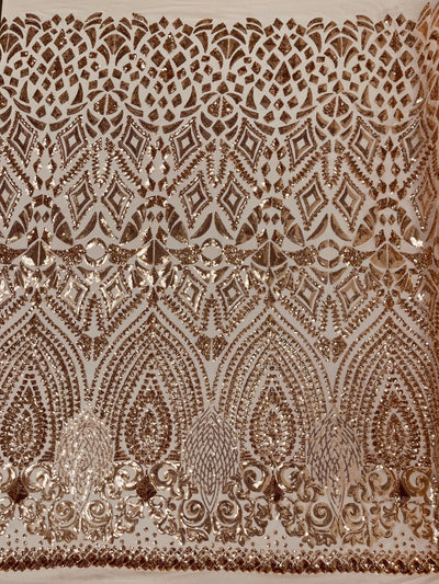 Geometric Diamond Sequin  Stretch Mesh Fabric / Sold by the Yard