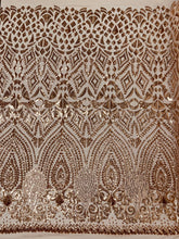 Geometric Diamond Sequin  Stretch Mesh Fabric / Sold by the Yard