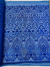 Geometric Diamond Sequin  Stretch Mesh Fabric / Sold by the Yard