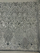 Geometric Diamond Sequin  Stretch Mesh Fabric / Sold by the Yard