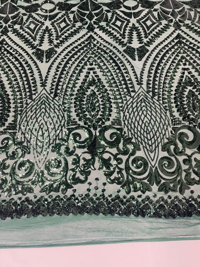 Geometric Diamond Sequin  Stretch Mesh Fabric / Sold by the Yard